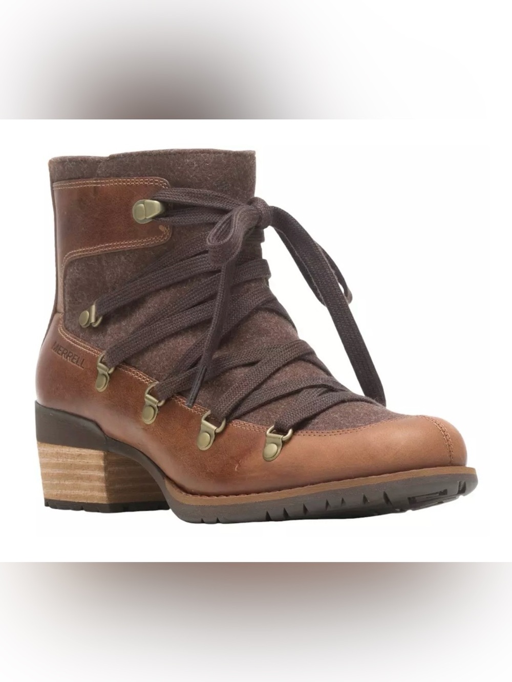 Merrell Women's Shiloh ll Warm Oak Brown Leather Lace-Up Ankle Boots. 🥾 ♥️ - Picture 3 of 9